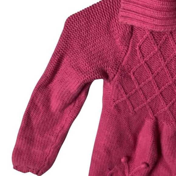 Girls Pink Knit Cardigan Sweater Size M 5-6 Diamond Pattern Button Front - Picture 8 of 13